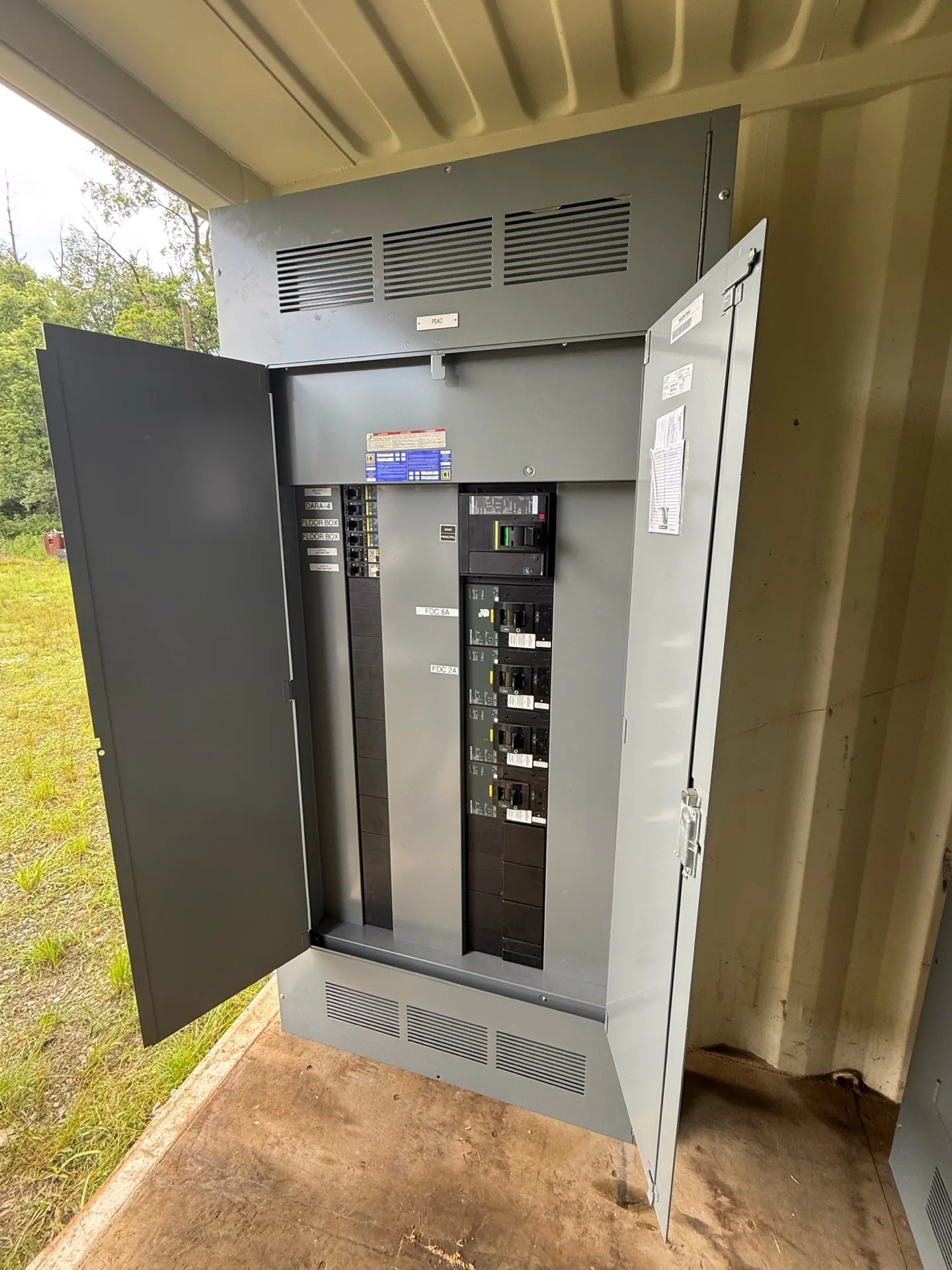 Panelboard with the door open showing branch breakers — Miami, FL